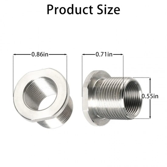 GUNSNZ 1/2x28 to 5/8x24  SS Adapter SS Silver