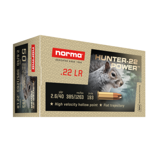 Norma .22 LR Hunt Power 40gr Hollow Point (500rds)