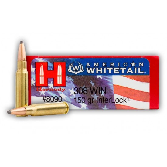 Hornady 308 American Whitetail 150gr Soft Point Interlock *20 Rounds