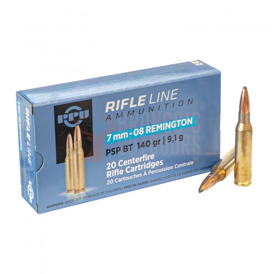 PPU Rifle line ammunition 7mm-08 PSP BT 140gr 20 rounds