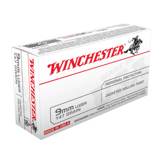 Winchester 9mm 147gr Jacketed Hollow Point 100 Rounds in Plastic Box