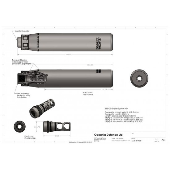 Oceania Defense 338LM/300WM Ratchet Lock Titanium Suppressor