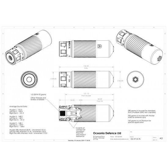 Oceania Defense 556 RL Hyflow Gen 5D Inconel Suppressor Black