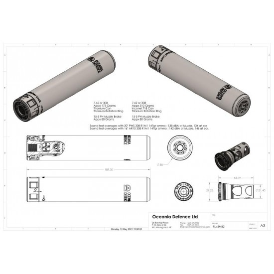Oceania Defense 762 Ratchet Lock Titanium Suppressor