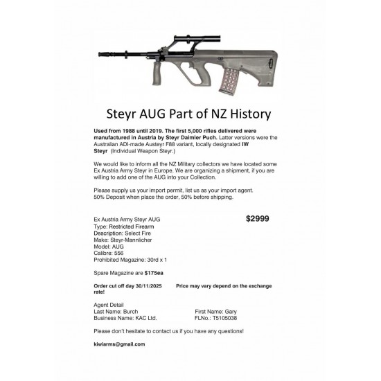 Steyr AUG Part of NZ History $2999