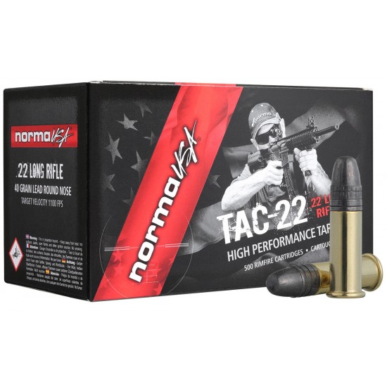 Norma 22 Long Rifle 40gr TAC-22 Round Nose 1083 fps - case lot 500