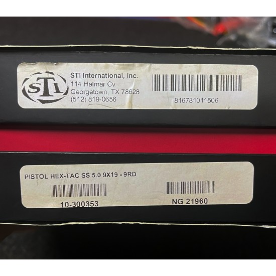 STI HEX-TAC SS 5.0 9mm with 4 mags. Used. STI HEX-TAC SS 5.0 9mm with 4 mags. Used.