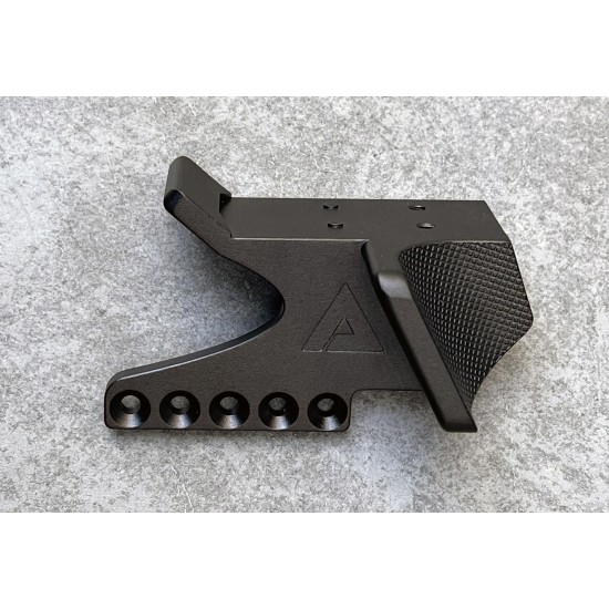 Alpha Factory STI Scope Mount for C-MORE/ROMEO3 with integrated thumb rest.