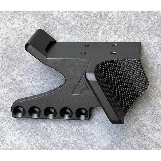 Alpha Factory STI Scope Mount for C-MORE/ROMEO3 with integrated thumb rest.