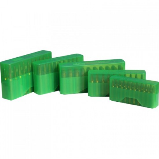MTM Slip Top 20 Round Rifle Ammo Box 22-250, 30-30, 6.5 Grendel, 7.62x39cal - Clear Green
