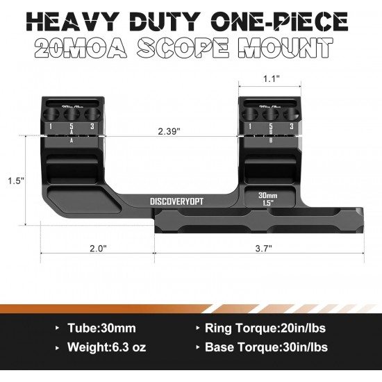 Discovery Optics Heavy Duty Cantilever Scope Mount, 20 MOA, 34mm or 30mm, Discovery Optics Heavy Duty Cantilever Scope Mount, 20 MOA, 34mm or 30mm,