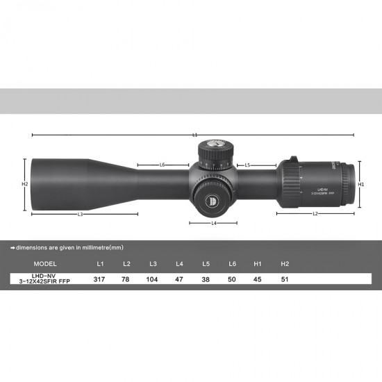 Discovery Optics LHD NV 3-12x42 FFP IR 1/4 MOA SFP Scope