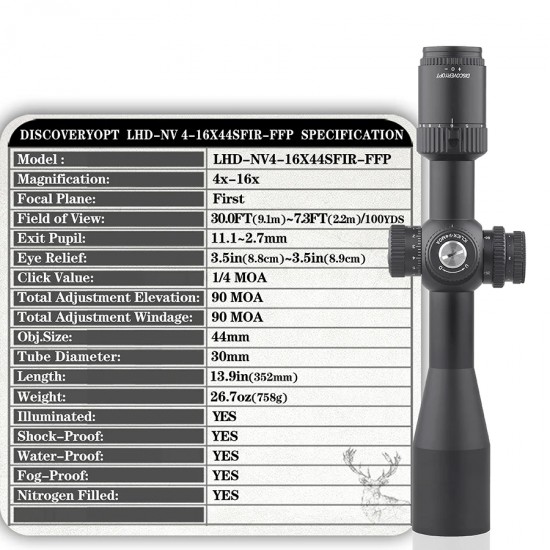 Discovery Optics LHD-NV 4-16x44 SFIR FFP optics scope Discovery Optics LHD-NV 4-16x44 SFIR FFP optics scope