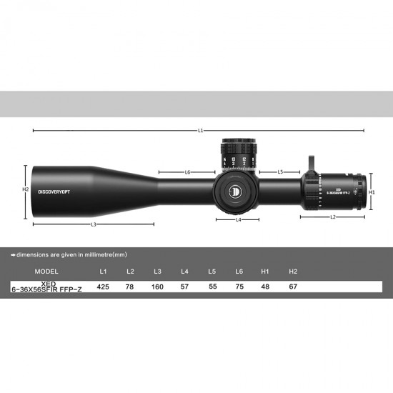 Discovery Optics XED 6-36X56SFIR FFP-MOA-ZERO STOP Scope Discovery Optics XED 6-36X56SFIR FFP-MOA-ZERO STOP Scope