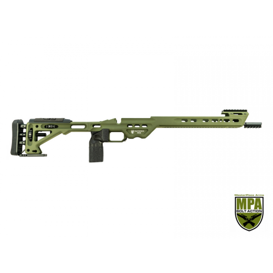 MPA BA Competition Chassis Side Folding Chassis SA Tungsten. OD Green, Black.