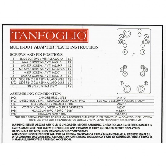 Tanfoglio  New Production Optic Adapter Kit