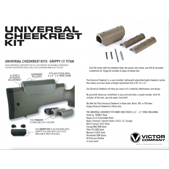 Victor Company Titan 10/22 Universal Cheek Riser Kit - ODG