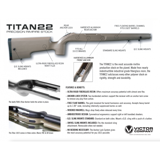 VICTOR TITAN22 PRECISION RIMFIRE STOCK , LOP & CHEEK RISER KIT FDE